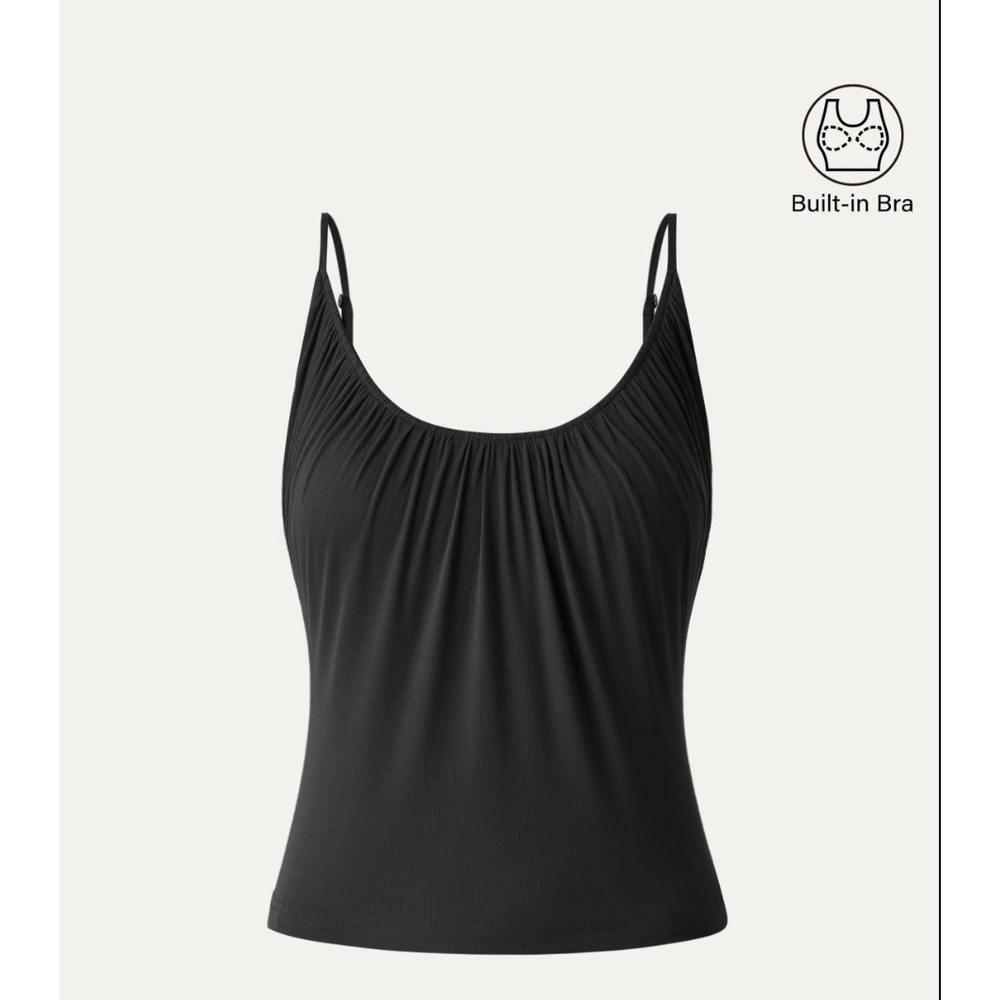 OGL Black Ruched Built-In Bra Camisole